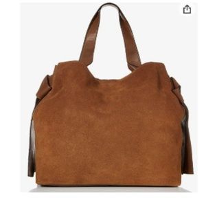 Vince Camuto Leather Tote with Knot Detail- Cyra brown bag